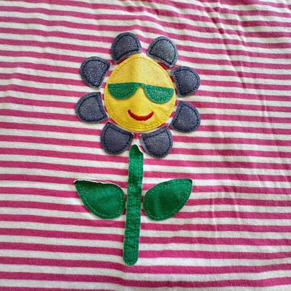 Mini Boden Pink Stripe Flour Applique Tee GUC 4/5 - Picture 2 of 5